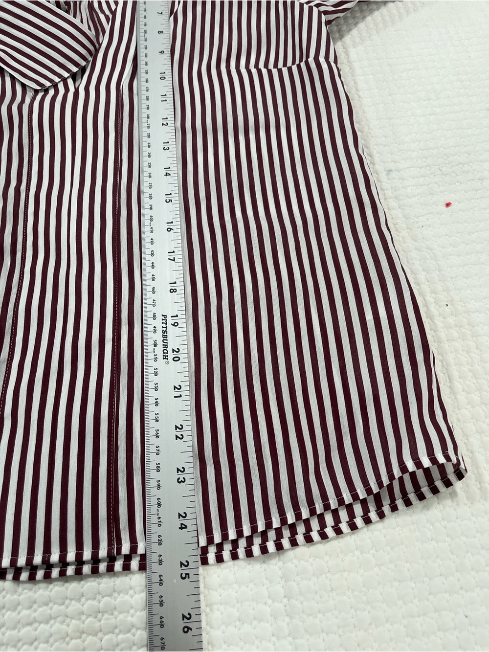 Anthropologie Maeve Tie Neck Blouse XXS Burgundy Stripe Office Career Parisian - Picture 9 of 13
